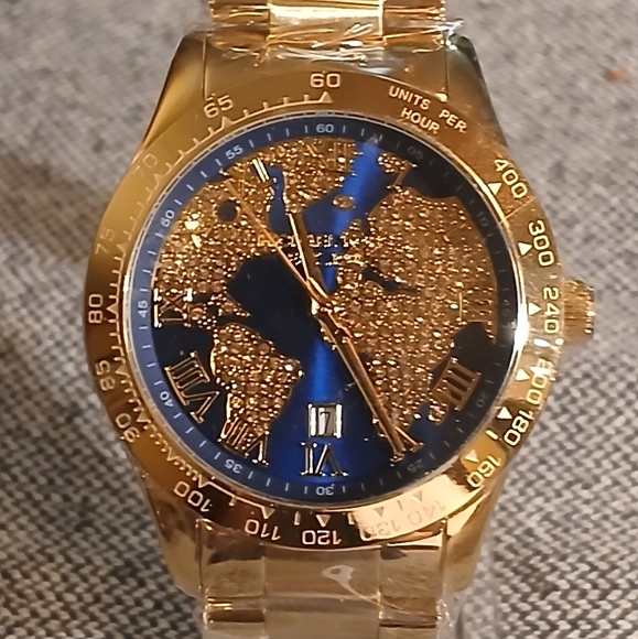 Micheal Kors Layton Blue Pave Crystal Dial MK 6243 Womens Watch - Picture 1 of 16